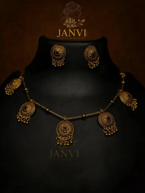 Gold Plated Circular Pendant Necklace