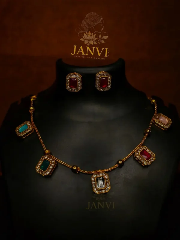 Multi Colour Square Mangalasutra Necklace