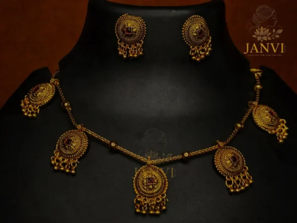 Gold Plated Circular Pendant Necklace