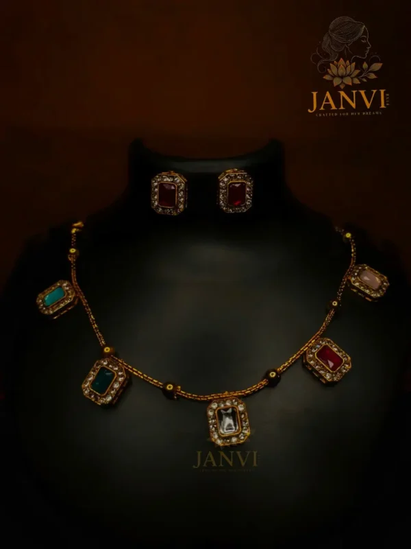 Multi Colour Square Mangalasutra Necklace